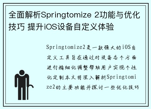全面解析Springtomize 2功能与优化技巧 提升iOS设备自定义体验